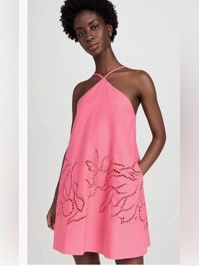 MinkPink Darla Pink Eyelet Halter Mini Dress